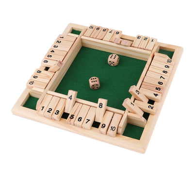 Deluxe Dice Board Box Game Set 10 Numbers Four Sided Shut Party