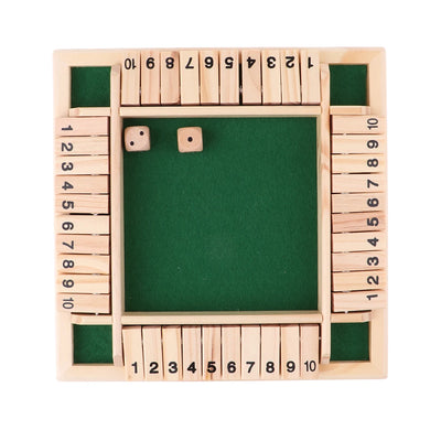 Deluxe Dice Board Box Game Set 10 Numbers Four Sided Shut Party