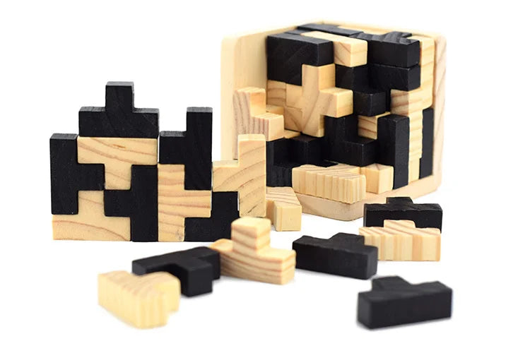 3D Cube Puzzle Luban Interlocking Creative Educational Wooden Toy