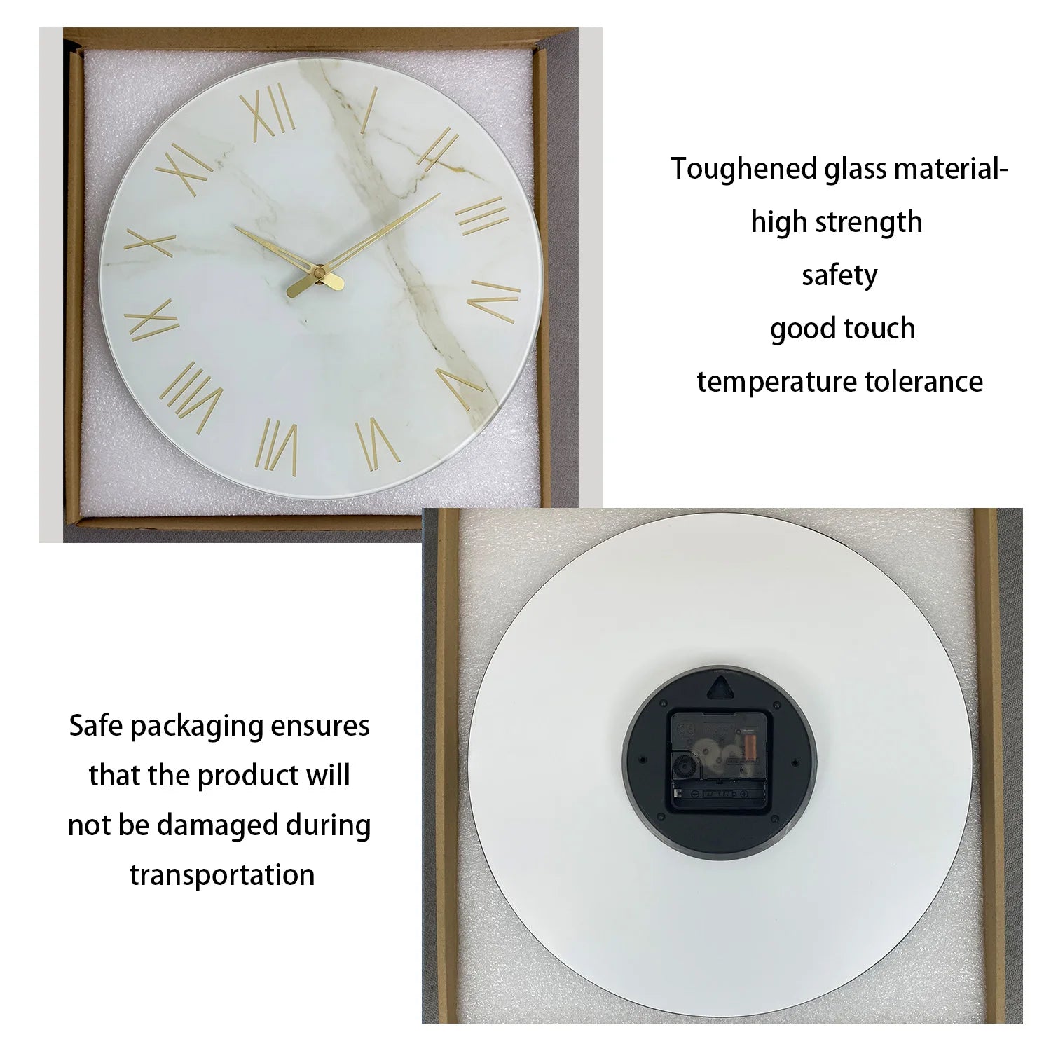 tempered glass wall clock