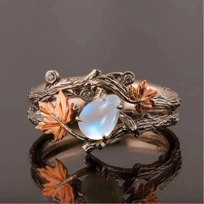 Vintage Maple Leaf Moonstone Ring