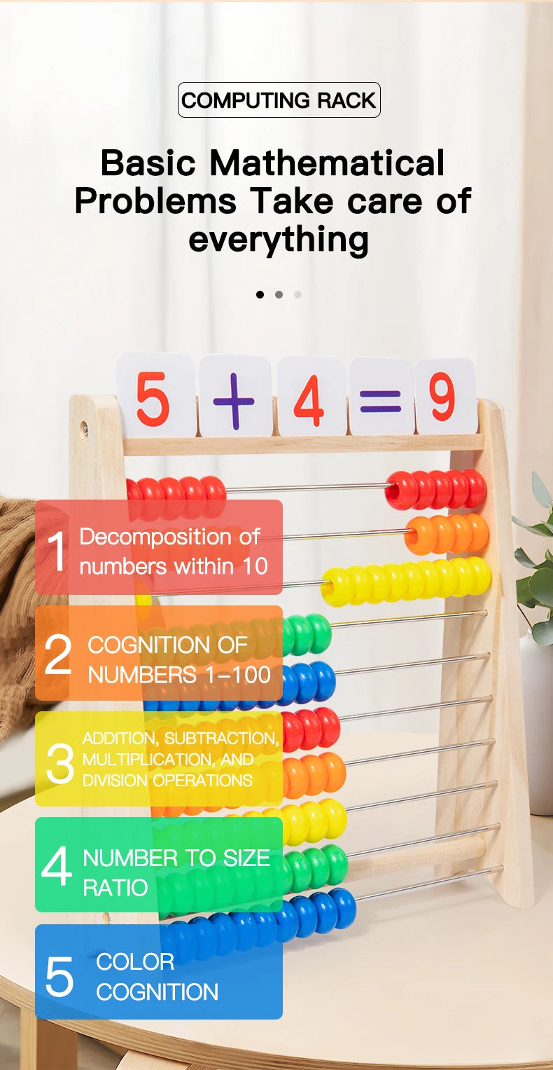 Wooden Counting Toy Abacus Montessori Education Math Toy