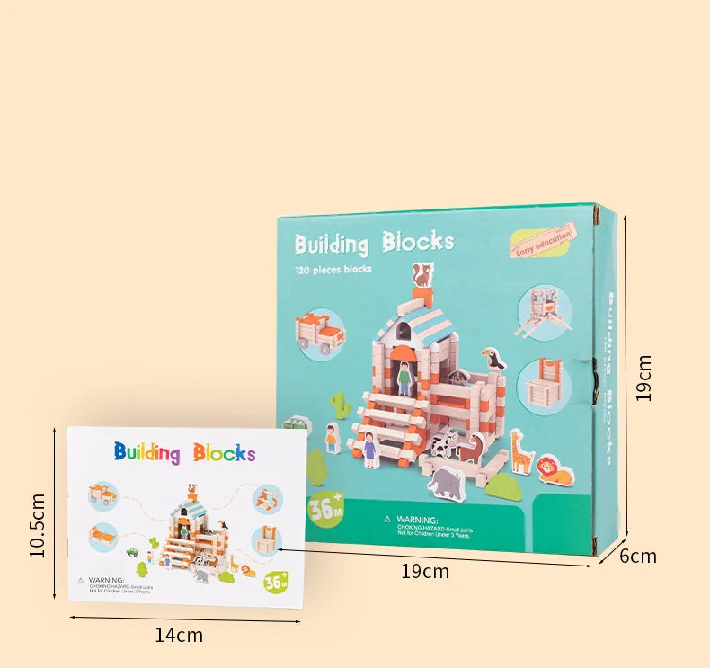 Wooden Building Blocks Set Toddler Natural Wood Block Montessori Learning Toy