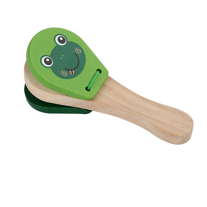 Kids Cartoon Wooden Castanets Bells Music Instruments