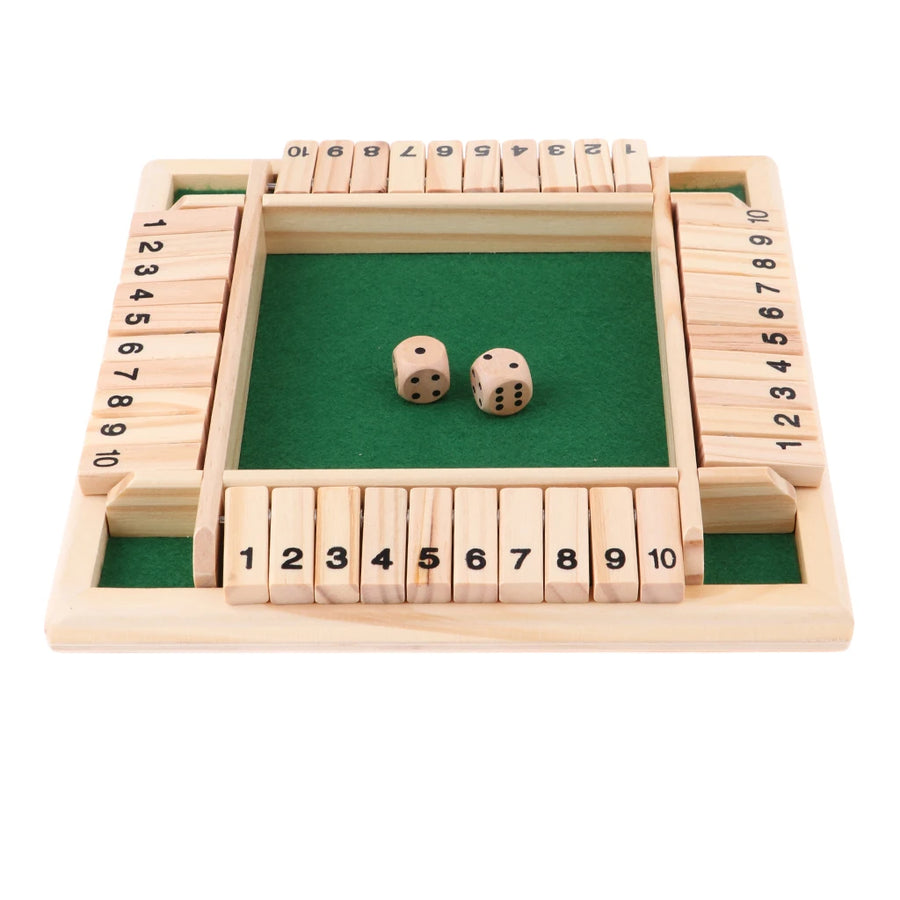Deluxe Dice Board Box Game Set 10 Numbers Four Sided Shut Party