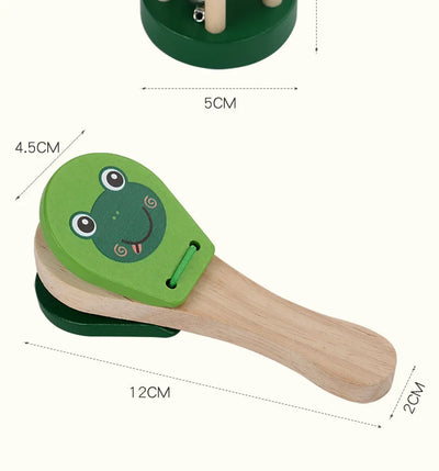 Kids Cartoon Wooden Castanets Bells Music Instruments
