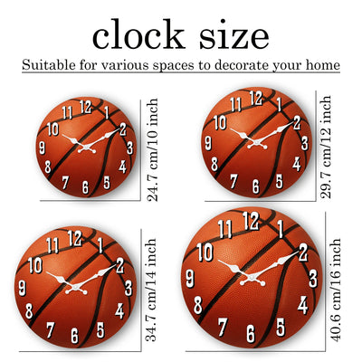 Sports Elements Basketball Texture Pattern Wooden Wall Clock