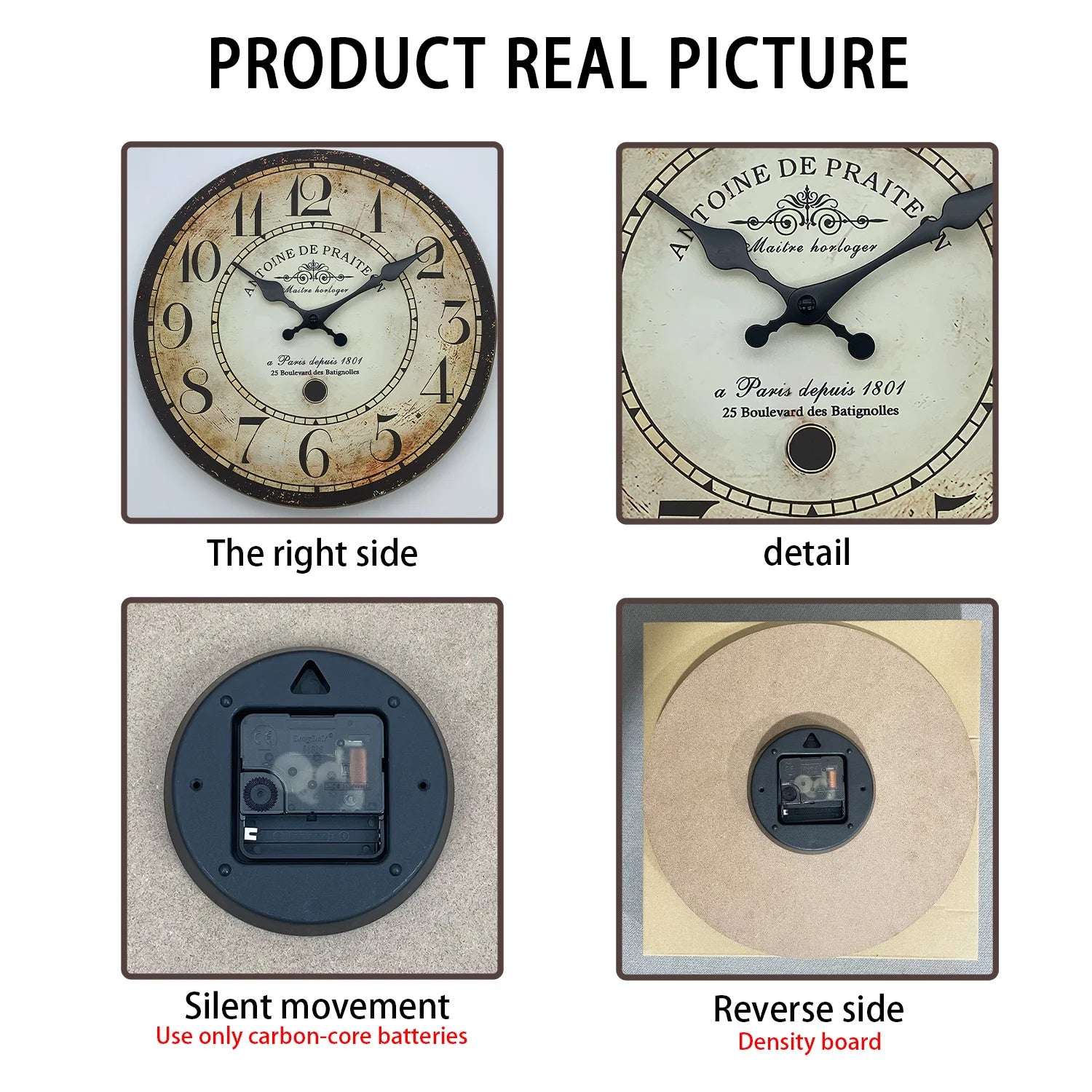Retro Pattern Wooden Wall Clock