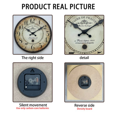 Retro Pattern Wooden Wall Clock