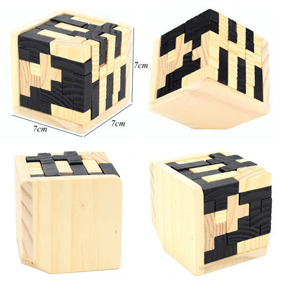 3D Cube Puzzle Luban Interlocking Creative Educational Wooden Toy