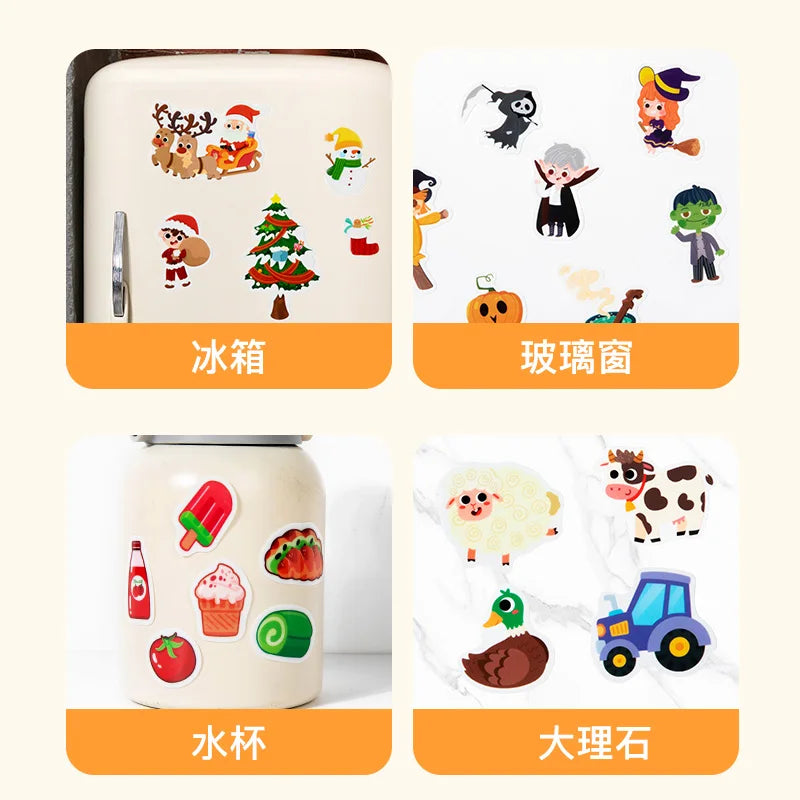 Cartoon Sticker Book for Kids Multiple Scenes DIY Puzzle Game