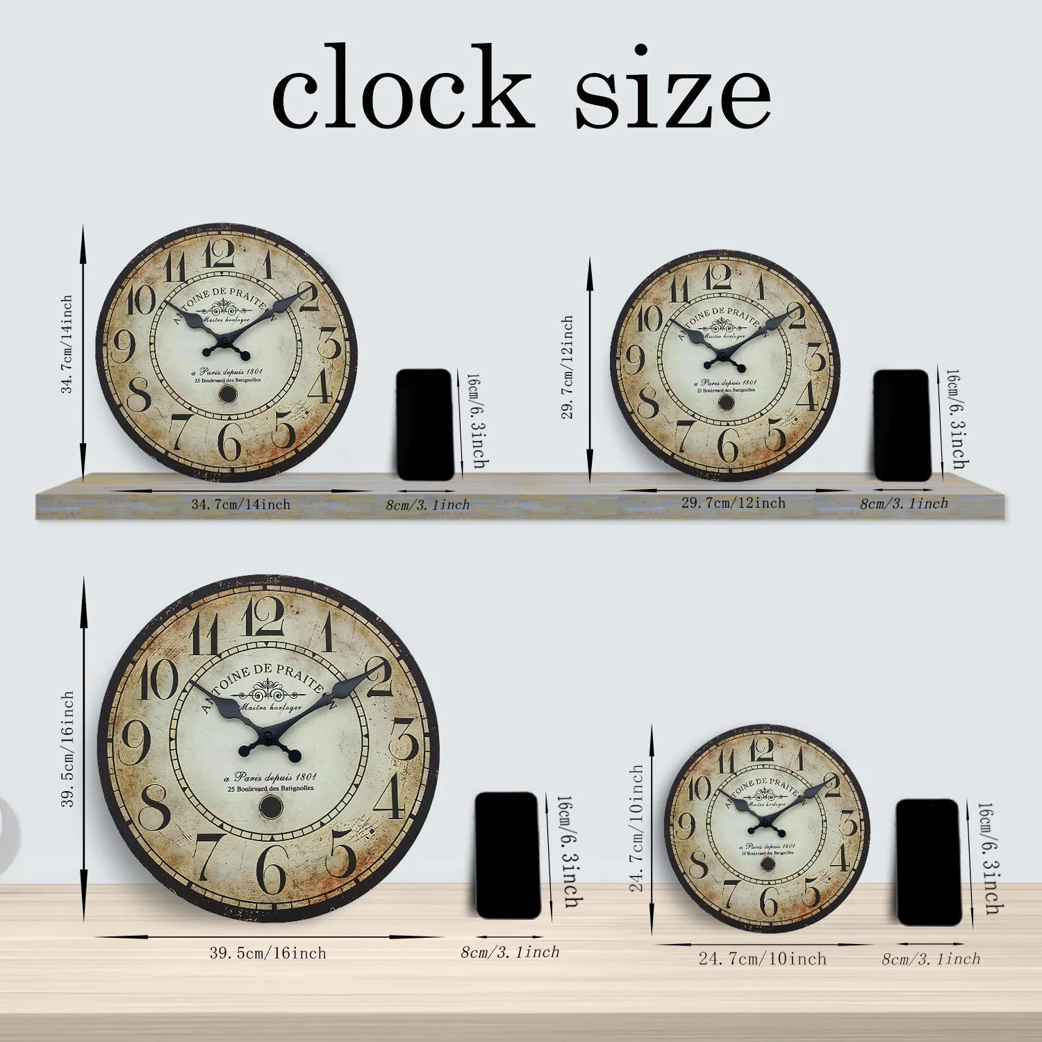 Retro Pattern Wooden Wall Clock