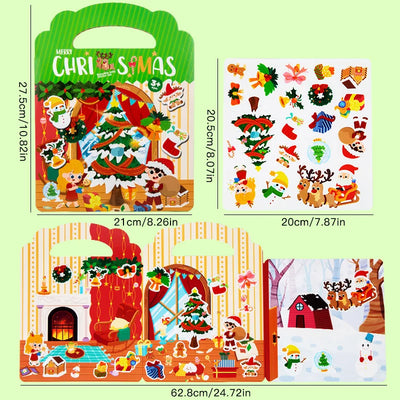 Cartoon Sticker Book for Kids Multiple Scenes DIY Puzzle Game