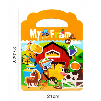 Cartoon Sticker Book for Kids Multiple Scenes DIY Puzzle Game