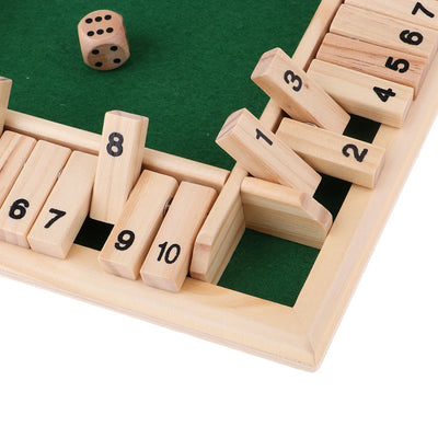 Deluxe Dice Board Box Game Set 10 Numbers Four Sided Shut Party