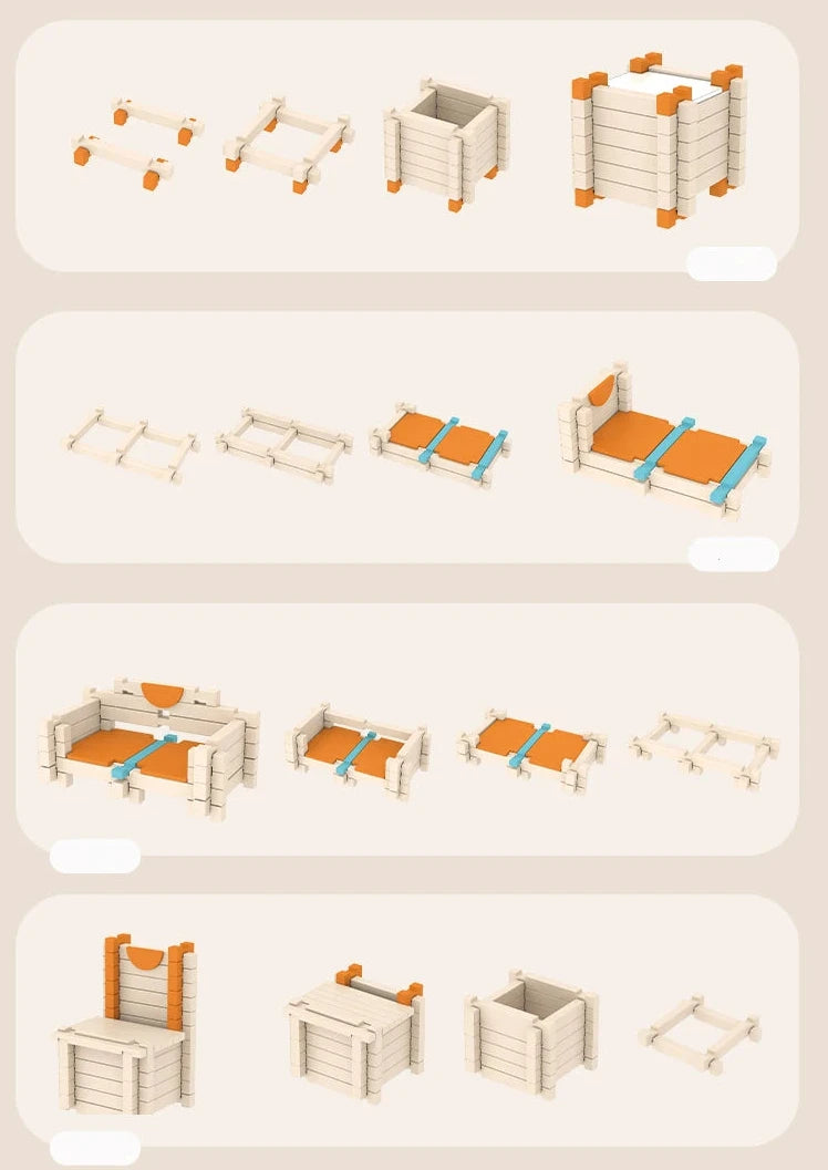 Wooden Building Blocks Set Toddler Natural Wood Block Montessori Learning Toy