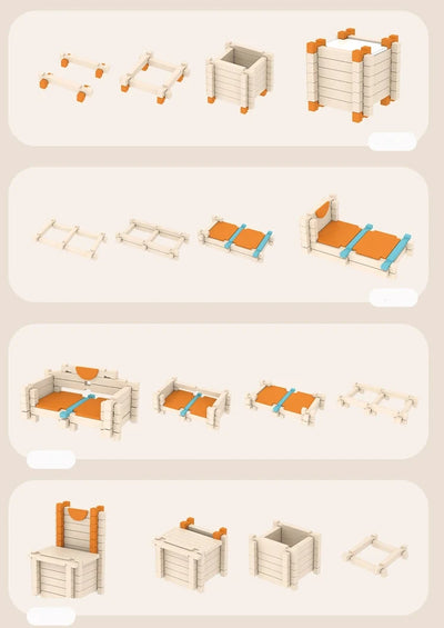 Wooden Building Blocks Set Toddler Natural Wood Block Montessori Learning Toy