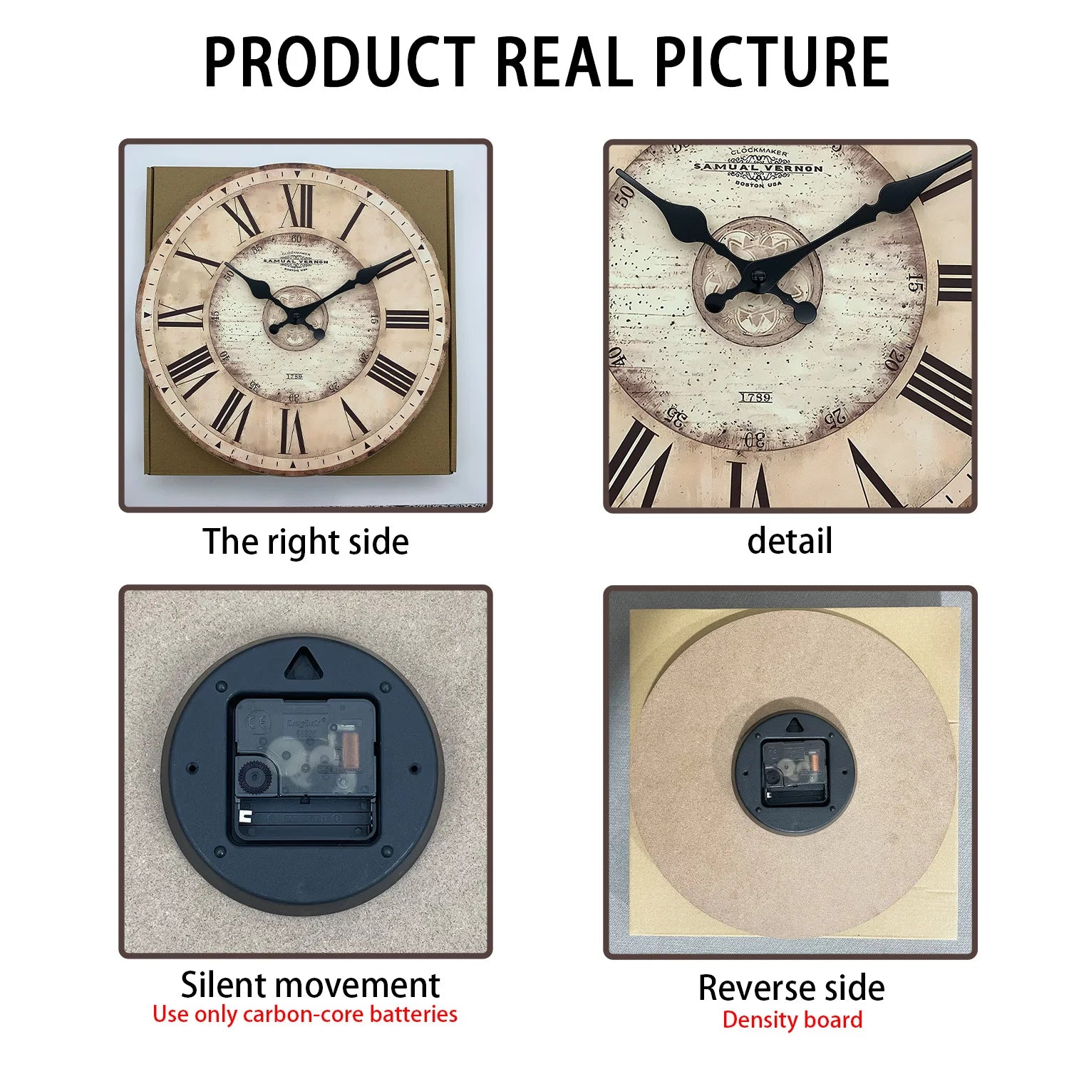 American Retro Roman Numeral Pattern Wooden Wall Clock