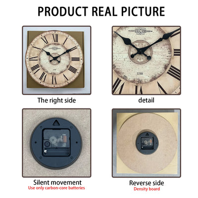 American Retro Roman Numeral Pattern Wooden Wall Clock