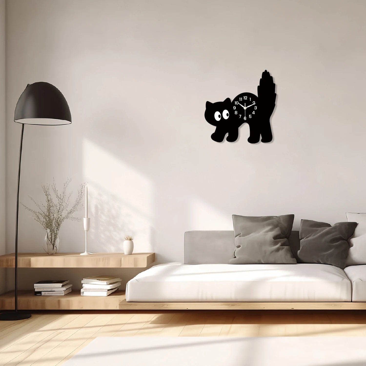 Cat Crystal Porcelain Wooden Wall Clock