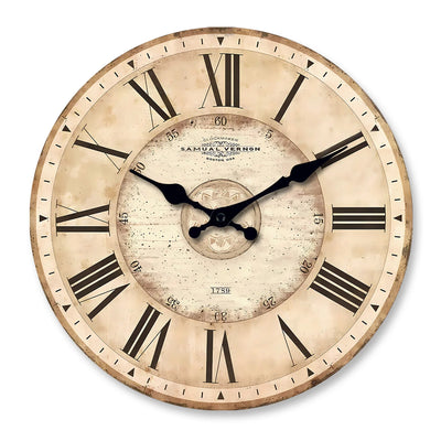 American Retro Roman Numeral Pattern Wooden Wall Clock