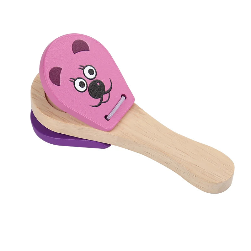 Kids Cartoon Wooden Castanets Bells Music Instruments