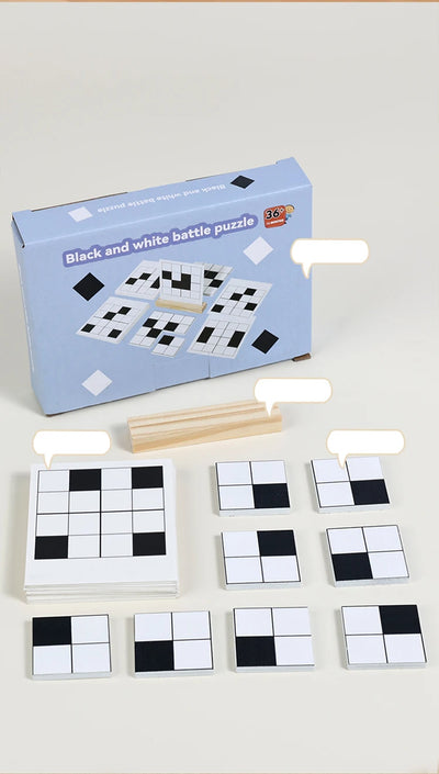 Wooden Black White Logic Puzzle Montessori Educational Toy