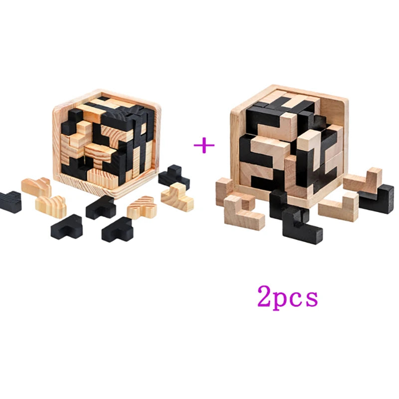 3D Cube Puzzle Luban Interlocking Creative Educational Wooden Toy