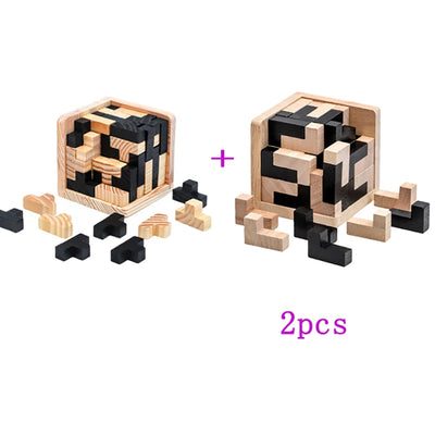 3D Cube Puzzle Luban Interlocking Creative Educational Wooden Toy