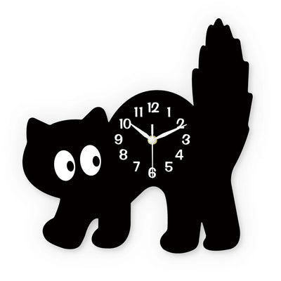 Cat Crystal Porcelain Wooden Wall Clock