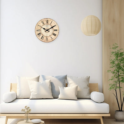 American Retro Roman Numeral Pattern Wooden Wall Clock