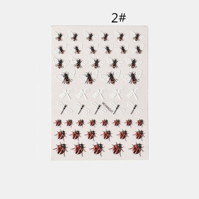 1pc 3D DIY Acrylic Engraved flower Nail Sticker Embossed Flower Maple leaf ice cream Water Decals Empaistic Nail Water Decals