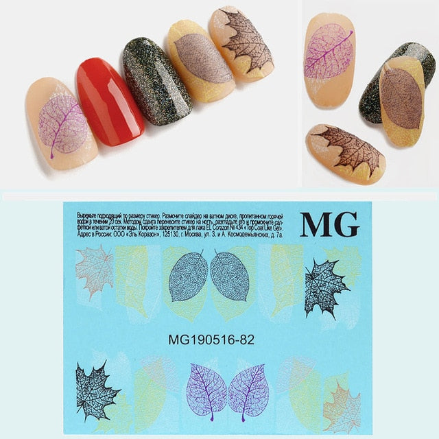 1pc 3D DIY Acrylic Engraved flower Nail Sticker Embossed Flower Maple leaf ice cream Water Decals Empaistic Nail Water Decals