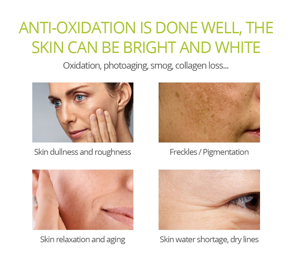VIBRANT GLAMOUR Vitamin C Whitening Face Serum Hyaluronic Acid Cream Remover Acne Treatment Fade Dark Spots Anti-Aging Skin Care