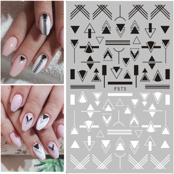 1pc Black White Nail Art Sticker Hollow Flower Leaf 3D Nail Decals Adhesive Slider Tattoo for Decoration Autumn Nails CHF564-573