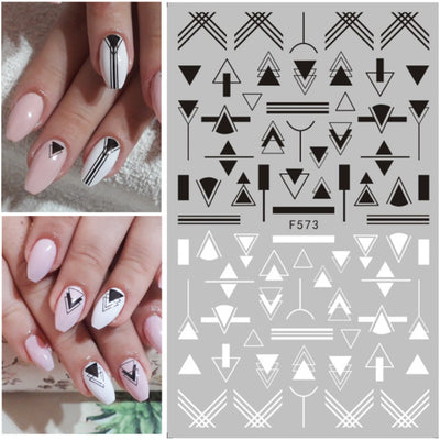 1pc Black White Nail Art Sticker Hollow Flower Leaf 3D Nail Decals Adhesive Slider Tattoo for Decoration Autumn Nails CHF564-573