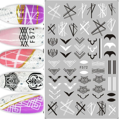 1pc Black White Nail Art Sticker Hollow Flower Leaf 3D Nail Decals Adhesive Slider Tattoo for Decoration Autumn Nails CHF564-573