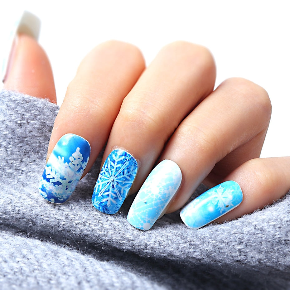 12 Designs Santa Snow Flower Nail Art Water Stickers Christmas Full Wraps Slider For Manicure DIY Tattoo Decorations LYBN/A-1