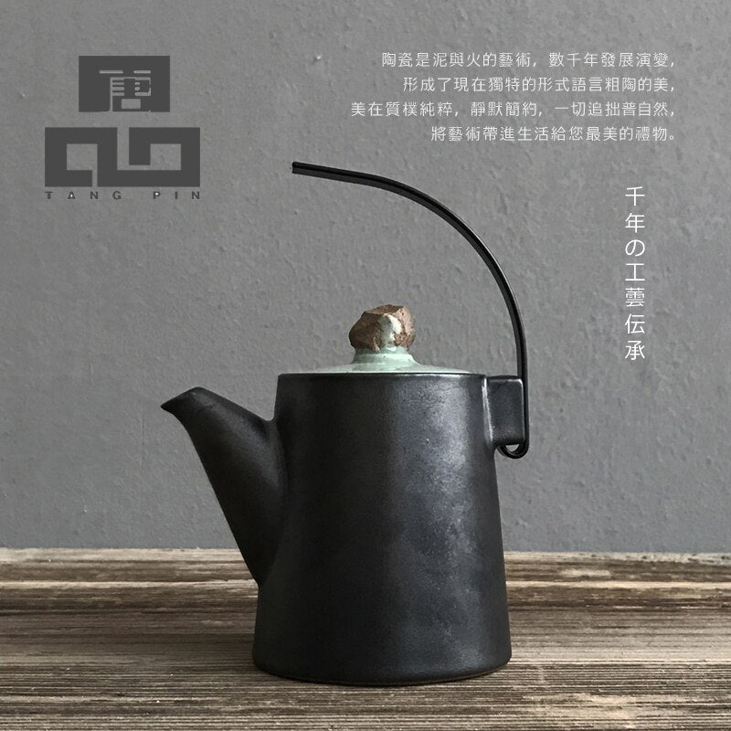 Black Crockery Ceramic Teapot Kettle