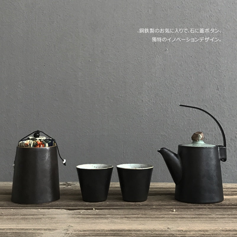 Black Crockery Ceramic Teapot Kettle