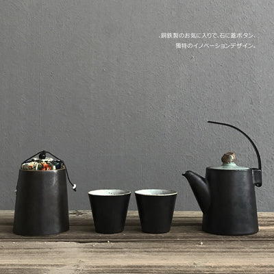 Black Crockery Ceramic Teapot Kettle
