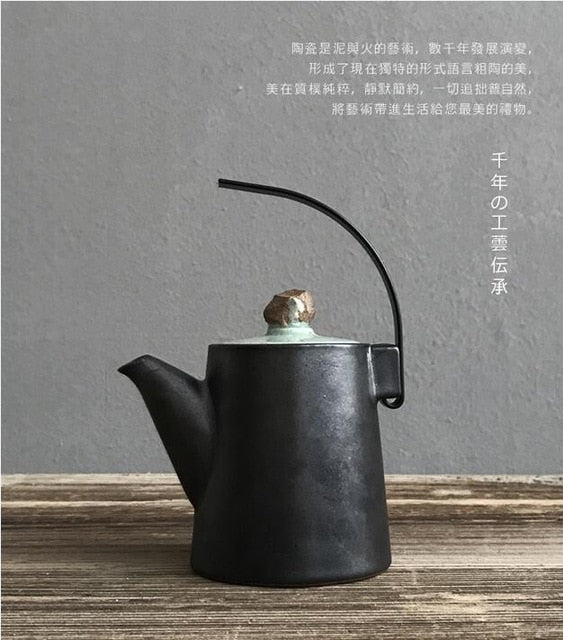 Black Crockery Ceramic Teapot Kettle