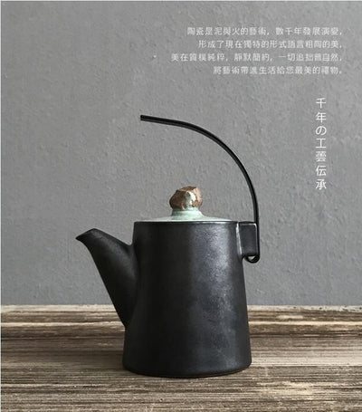 Black Crockery Ceramic Teapot Kettle
