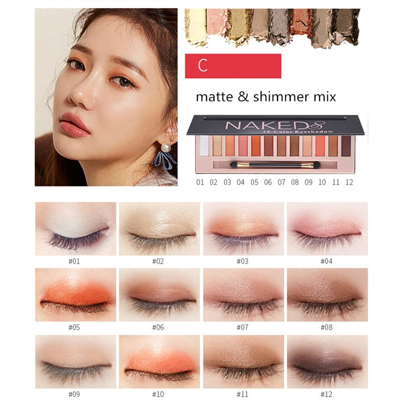 12 Colors  Matte Eyeshadow Makeup Palette Long Lasting  Natural Nude Eyes