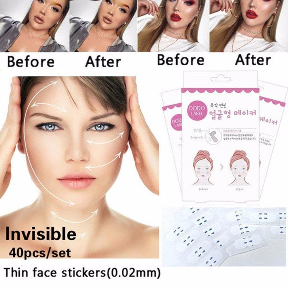 40 Pcs/Set Invisible Thin Face facial Stickers Facial Line Wrinkle Sagging Skin V-Shape Face Lift Tape Scotch for Face
