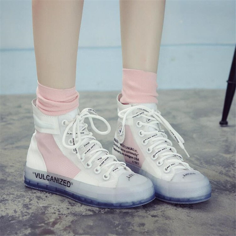 Shoes Women Flat Leather Canvas High Tops