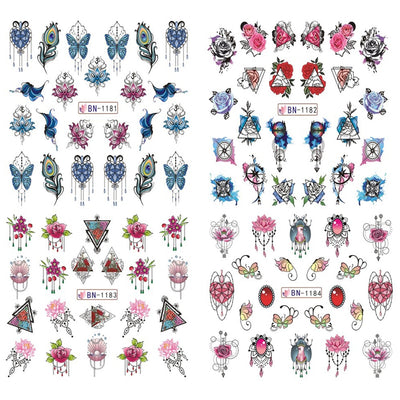 Jewelry Flower Nail Water Sticker Gem Butterfly Transfer Decal Slider Nail Art Full Wraps Manicure Decor