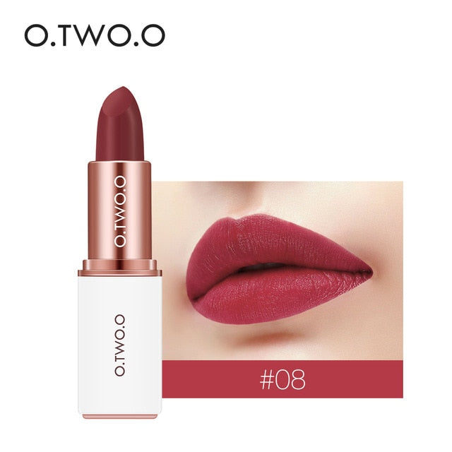 O.TWO.O 12 Colors Velvet Lipstick Moisturizer Long Lasting Makeup Waterproof Pigments Make up Matte Lipsticks Beauty Lips